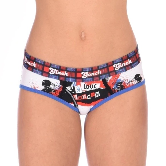 GINCH Gonch Boyfriend Brief Underwear Panty I Love London Cotton Spandex - Picture 2 of 11